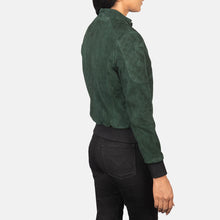 Load image into Gallery viewer, Zenna Green Suede Bomber Jacket
