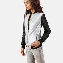 Load image into Gallery viewer, Cole Silver Leather Bomber Jacket

