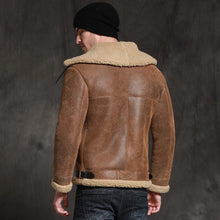 Load image into Gallery viewer, Mens Brown Short Sheepskin Fur Shearling Leather Jacket Coat
