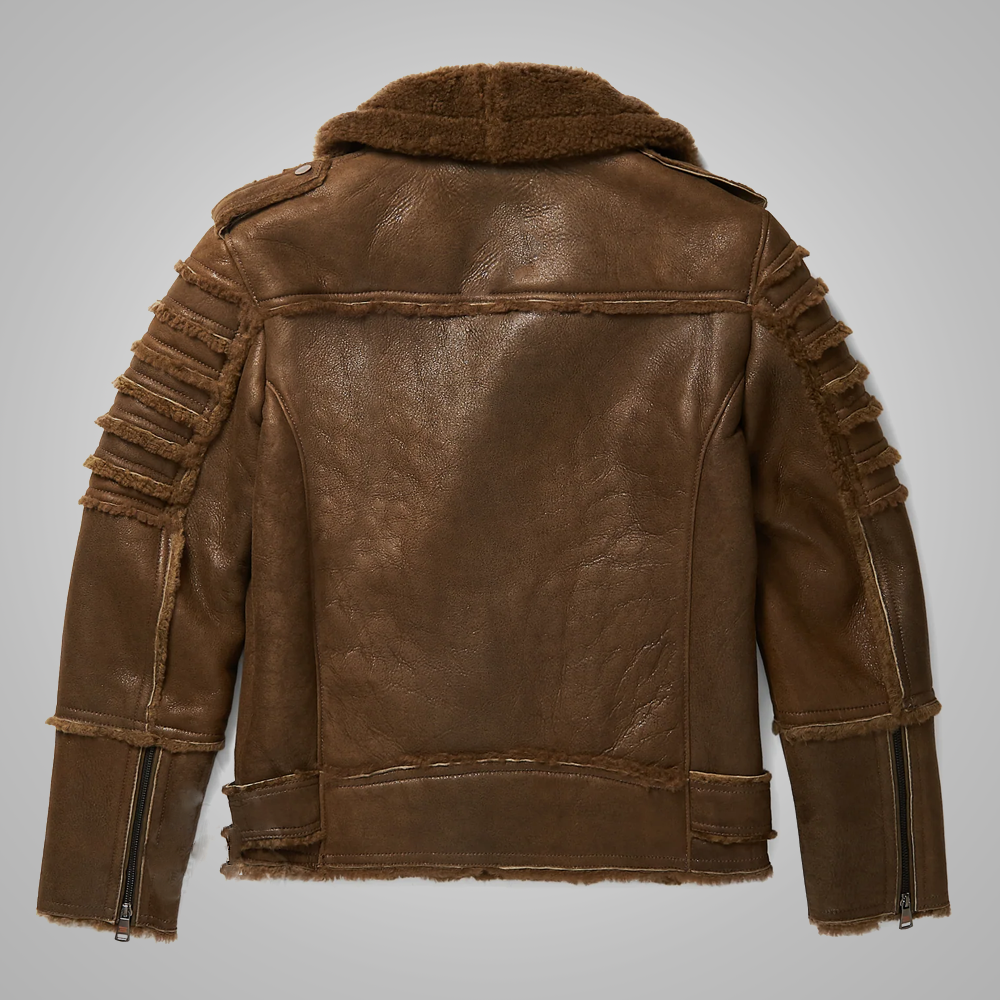 Men's B3 Real Brown Sheepskin Shearling Aviator Leather Bomber Flying Jacket