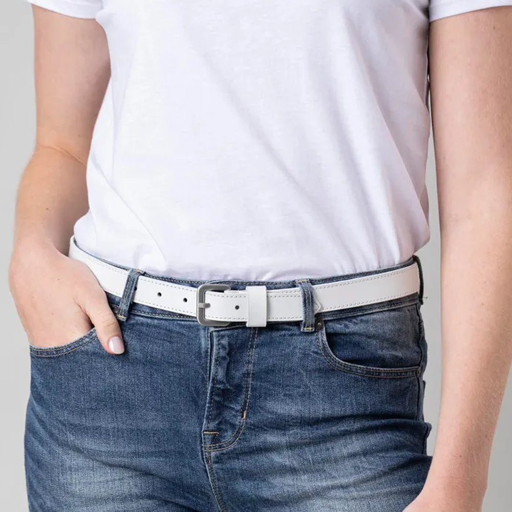 Women Keswick Leather Belt in White Genuine Handmade Sheepskin Leather Belt