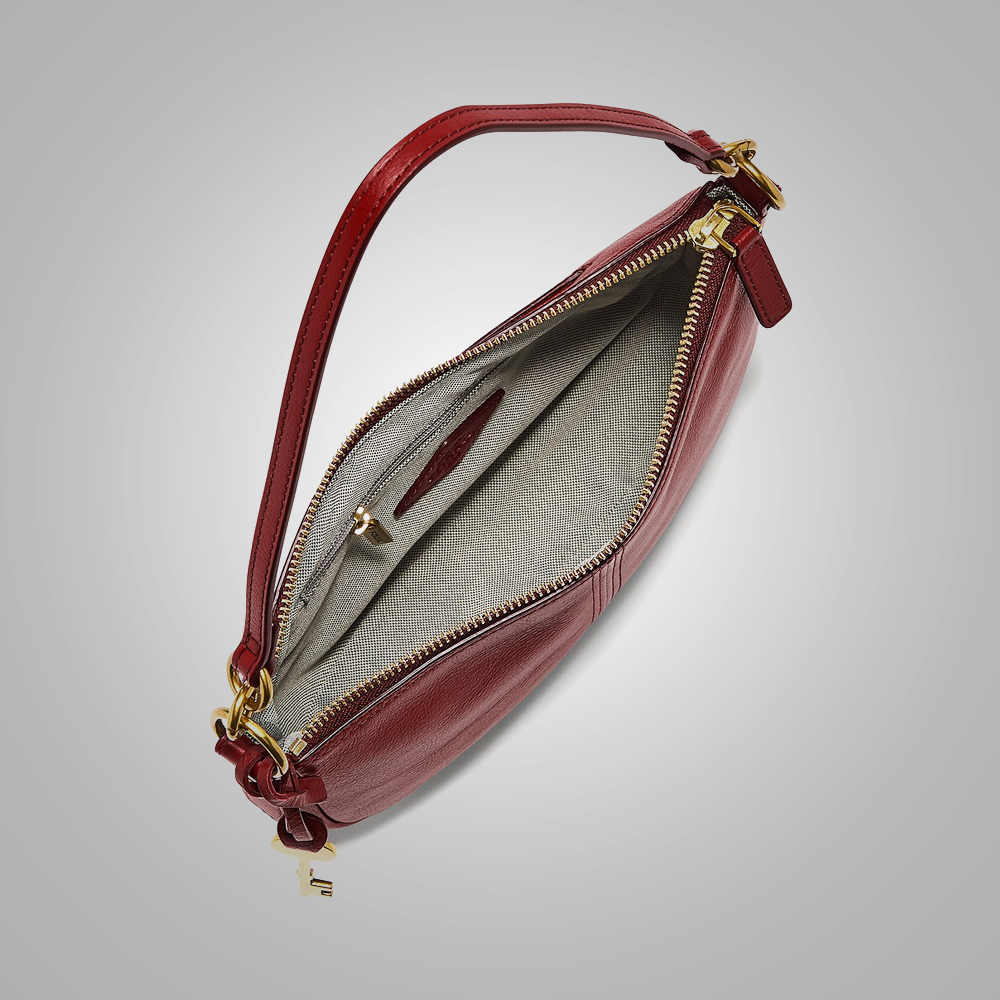Red Embossed Python Genuine Leather Leather Bag Fur Women