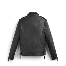 Load image into Gallery viewer, Men Black Quilted Biker Leather Jacket | Buy Motorcycle Riding Jackets
