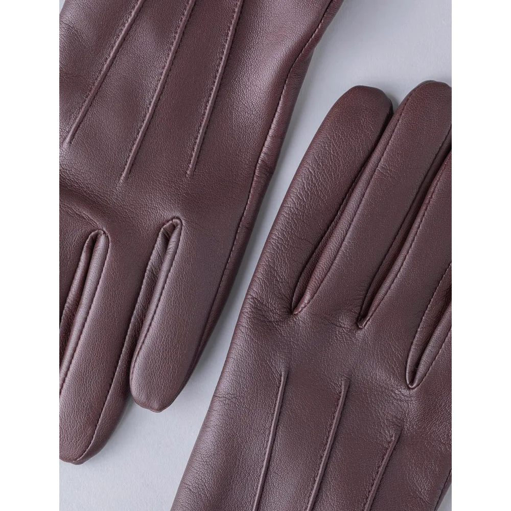 New Women Lambskin Leather Brown Gloves With Fleece Lining