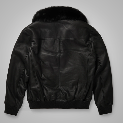 B3 Black Real Shearling Sheepskin Leather Bomber Flying Leather Jacket