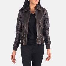 Load image into Gallery viewer, Westa A-2 Brown Leather Bomber Jacket
