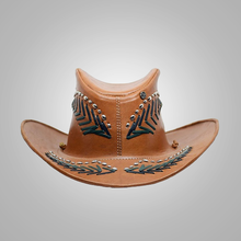 Load image into Gallery viewer, New Men Handmade Western Cowboy Leather Hat Brown
