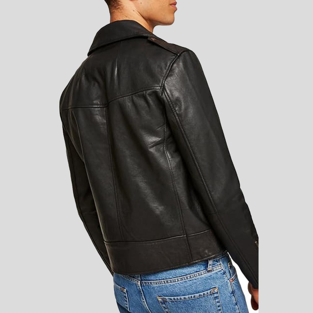Aydan Black Motorcycle Leather Jacket - Shearling leather
