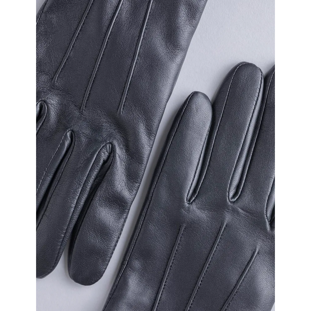 New Women American deerskin Black leather gloves with Fleece lining