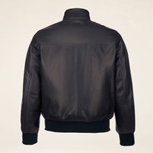 Load image into Gallery viewer, Mens Shinny Black Bomber Leather Jacket
