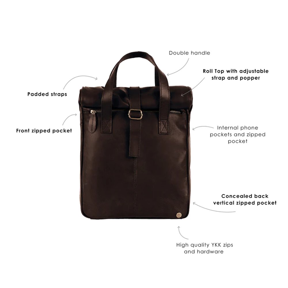 The Backpack Dark Brown Handmade with premium leather For Men