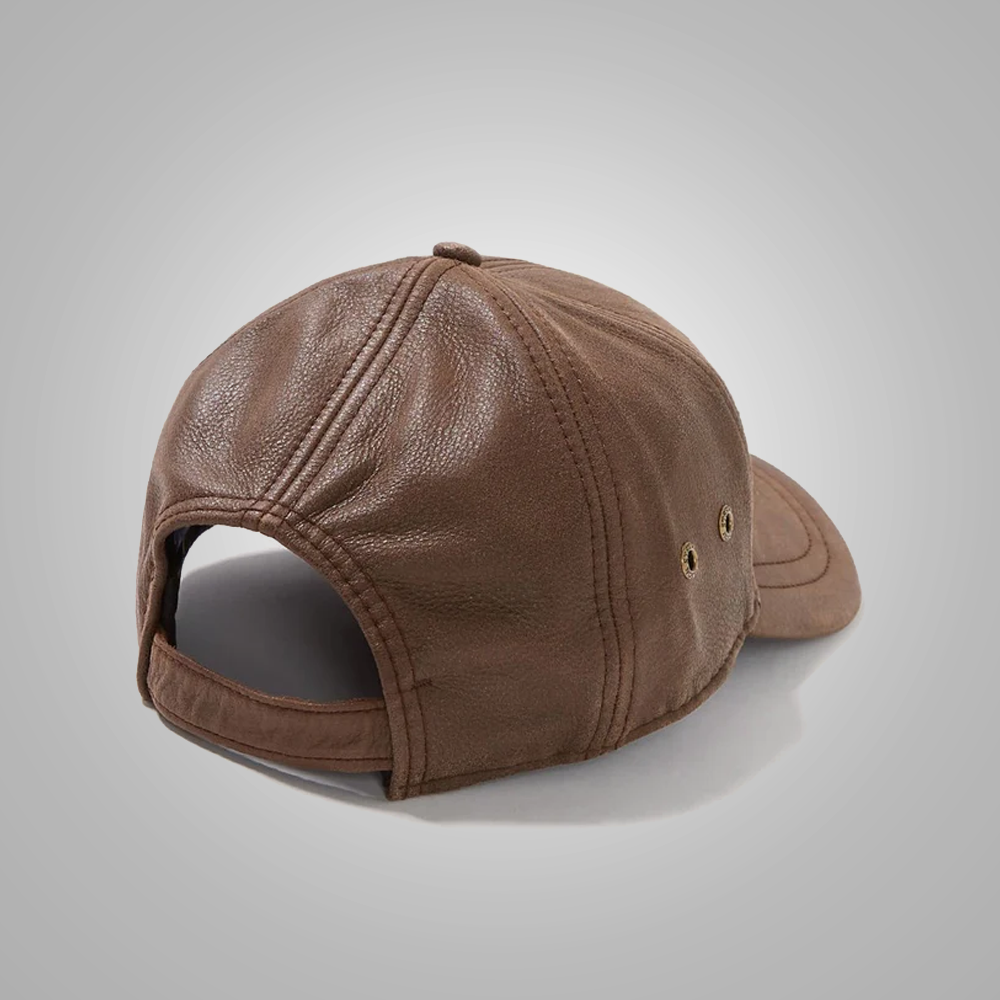 New Men sheepskin Brown Leather Baseball Cap