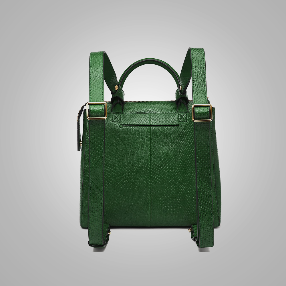 New Backpack Green Handmade with Sheepskin Leather For Women