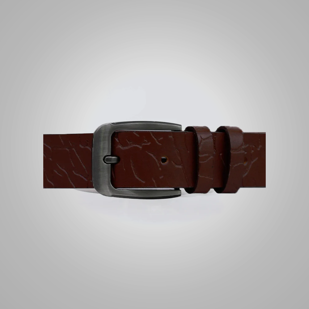 New Men Red Crocodile Textured Leather Belt