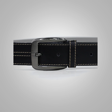 Load image into Gallery viewer, New Men White Contrast Stitch Black Leather Belt
