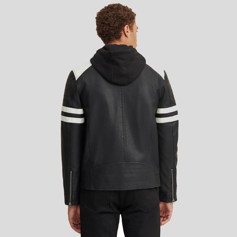 Cody Black Biker Leather Jacket - Shearling leather