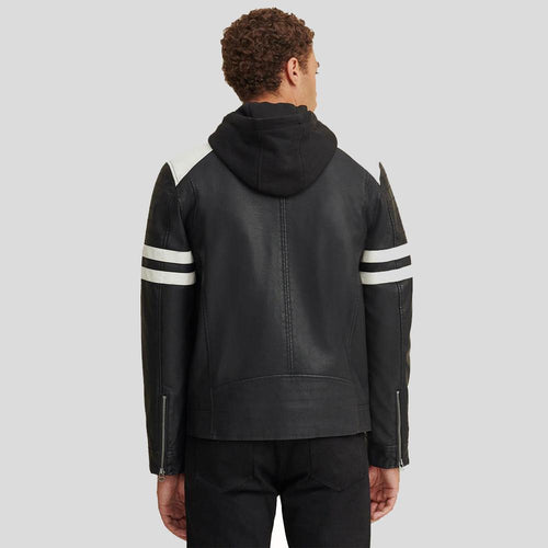 Cody Black Biker Leather Jacket - Shearling leather