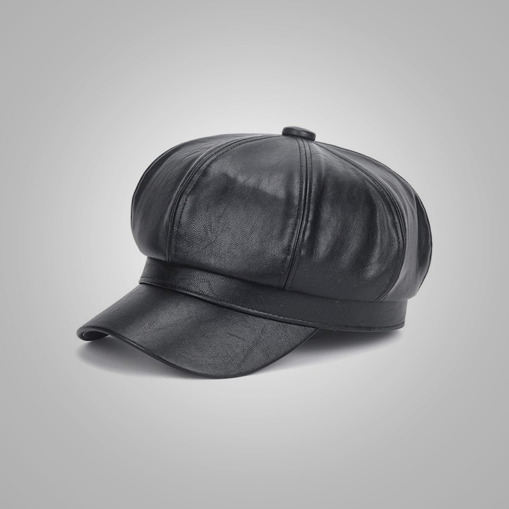 New Women’s Western Sheepskin Style Leather Handmade Black Hat