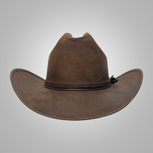 Load image into Gallery viewer, Womens Brown Lambskin Leather Cattleman Cowboy Hat
