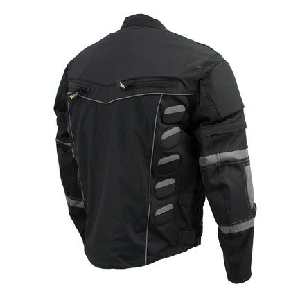 Men's 'Morph' Black and Grey Tri-Tex Armored Jacket with Removable Sle