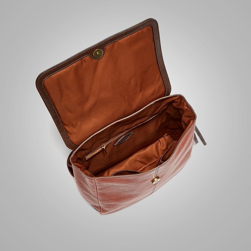 New Brown Lambskin Leather Bag With One inside zipped pocket For Women
