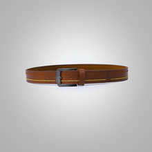 Load image into Gallery viewer, The Best Dark Brown Leather Belt with Contrast Stitching
