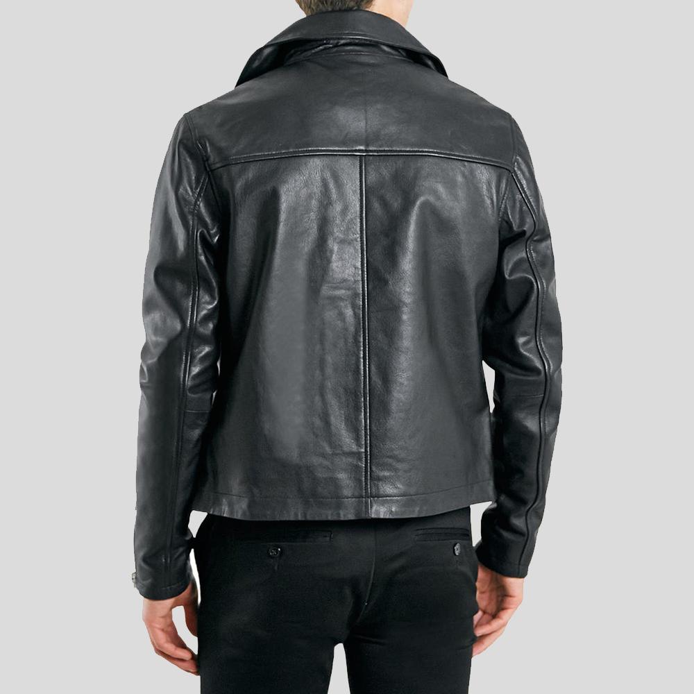 Barden Black Motorcycle Leather Jacket - Shearling leather