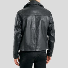 Load image into Gallery viewer, Barden Black Motorcycle Leather Jacket - Shearling leather
