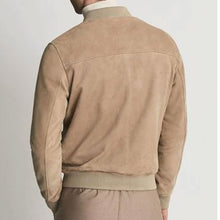 Load image into Gallery viewer, Men Brown Suede Leather Bomber Jacket
