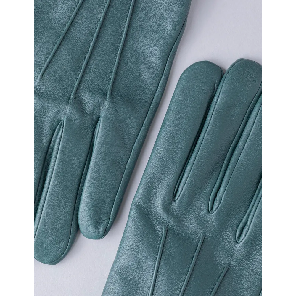 Women Sheepskin Leather Gloves in Serpentine Green Colour