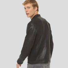 Load image into Gallery viewer, Claiborn Black Cafe Racer Leather Jacket - Shearling leather
