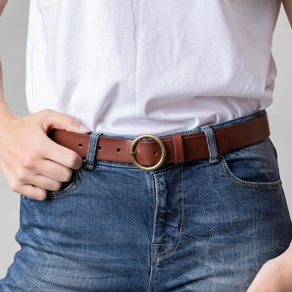 New Women Tan Genuine Leather Handmade Belt