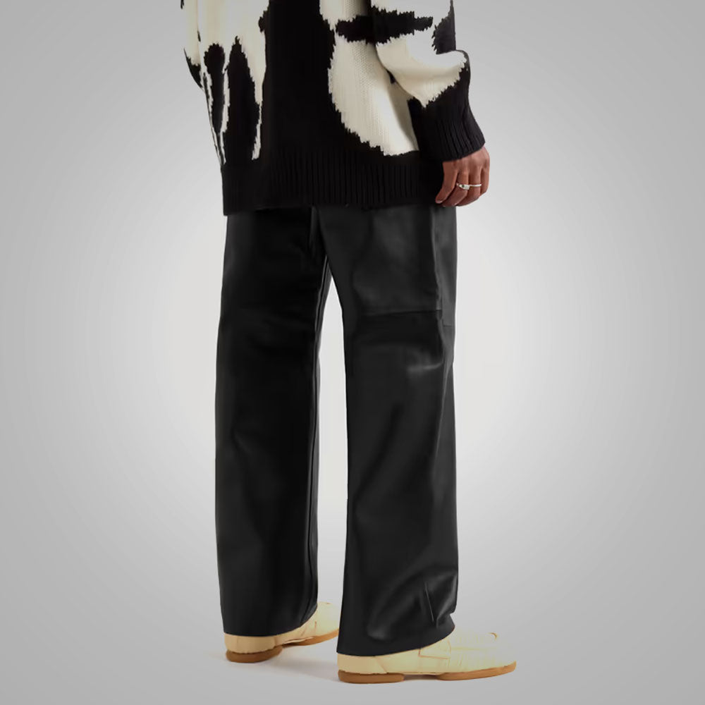 Mens Real Black Sheep Skin Fashion Leather Jeans Pant