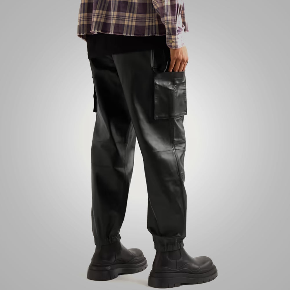 Mens Black Biker Leather Sheep Skin Pant