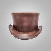 Load image into Gallery viewer, Womens New Sheepskin Brown Leather Top Hat Unbanded
