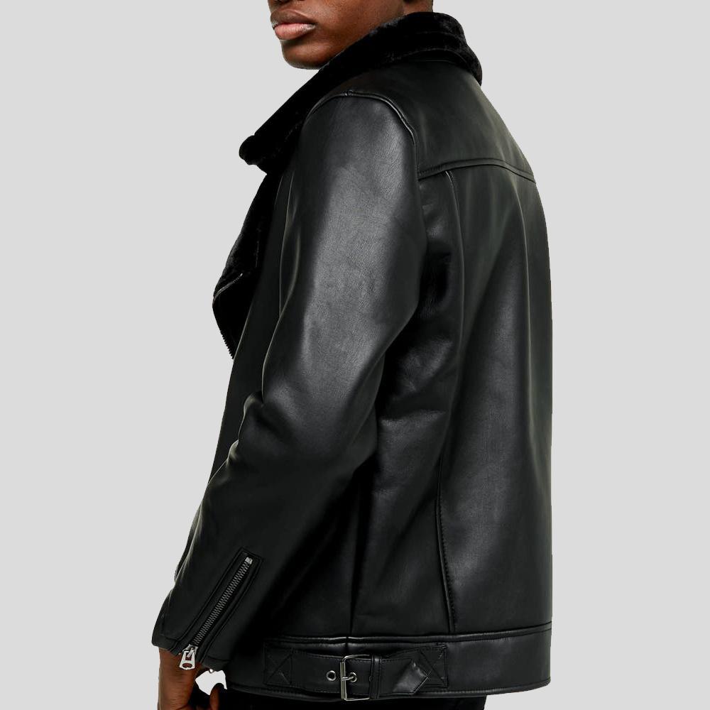Bard Black Shearling Leather Jacket - Shearling leather