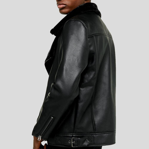 Bard Black Shearling Leather Jacket - Shearling leather