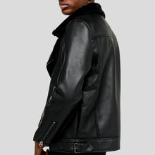 Load image into Gallery viewer, Bard Black Shearling Leather Jacket - Shearling leather
