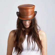 Load image into Gallery viewer, New Western Cowboy Lambskin Leather Hat Shine Brown For Women
