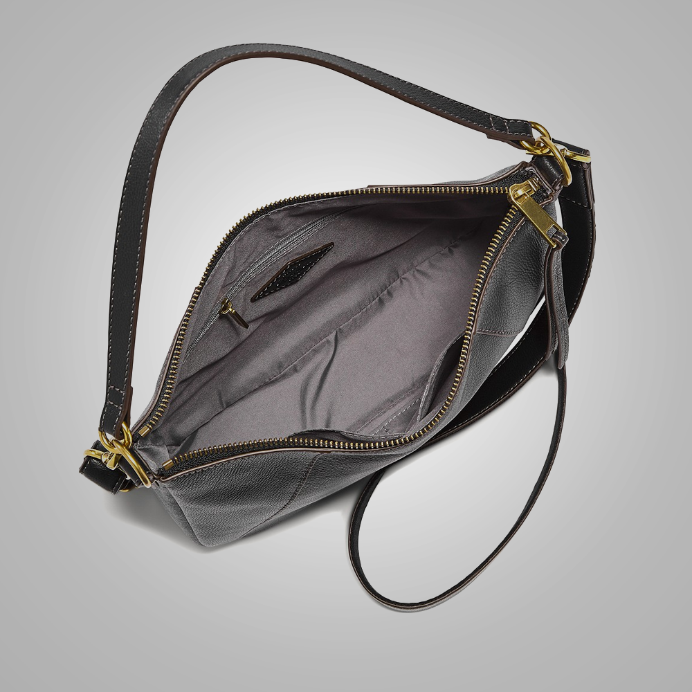 Women Black Convertible Leather Backpack