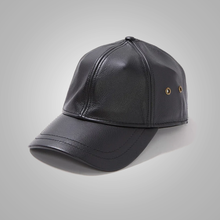 Load image into Gallery viewer, New Men sheepskin Black Leather Baseball Cap
