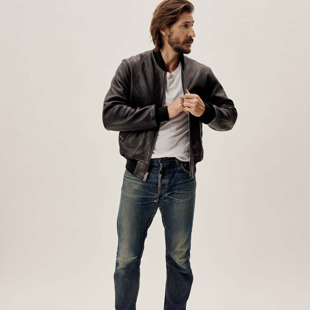 Mens Military A-1 Pilot Leather Bomber Jacket
