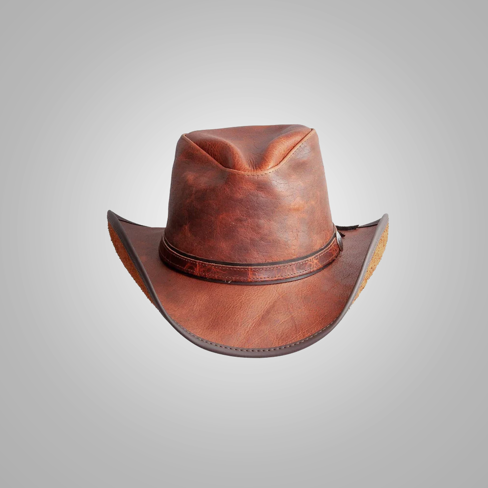 New Brown Sheepskin American Leather Cowboy Hat For Womens