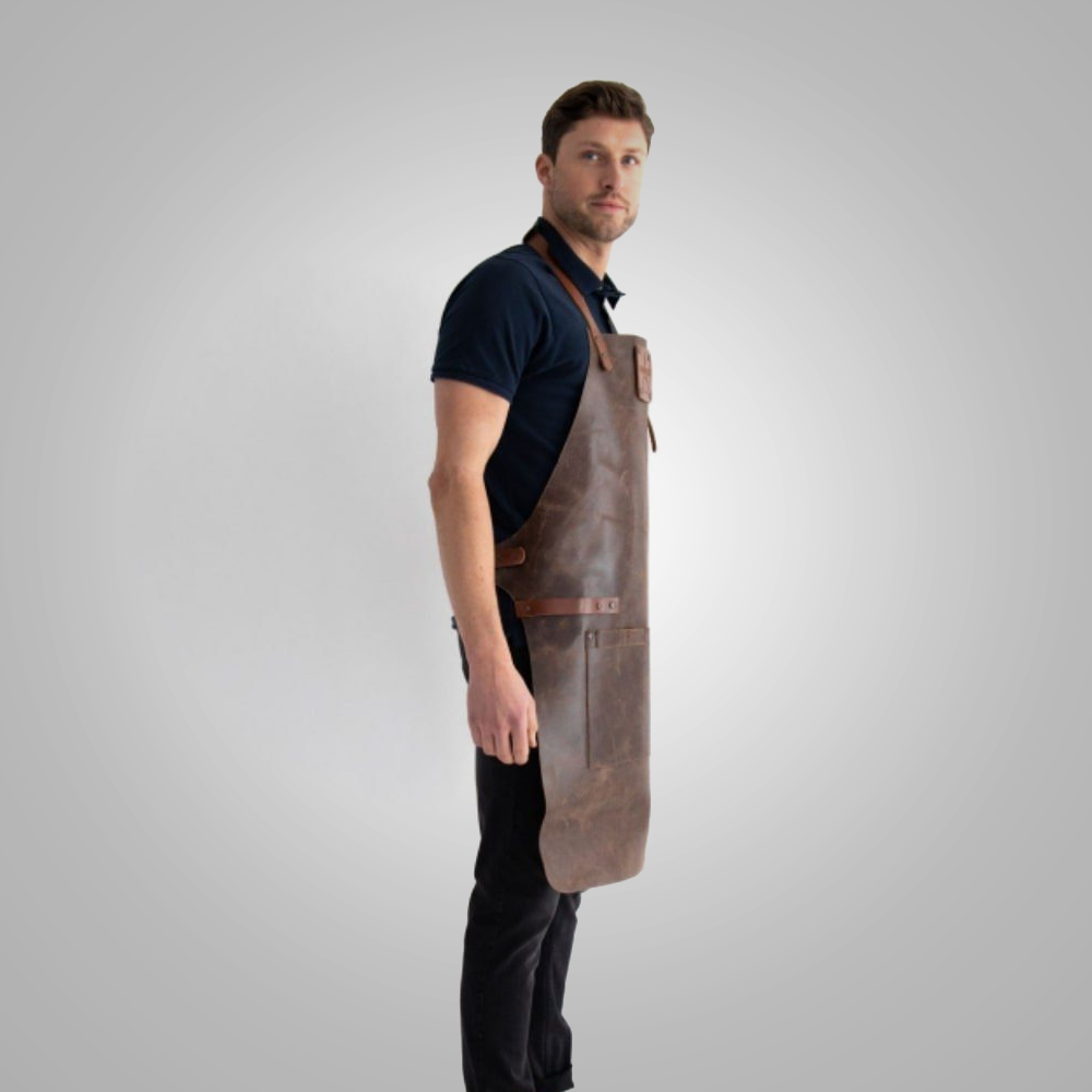 New Brown Men Handmade Sheepskin Long Leather Apron