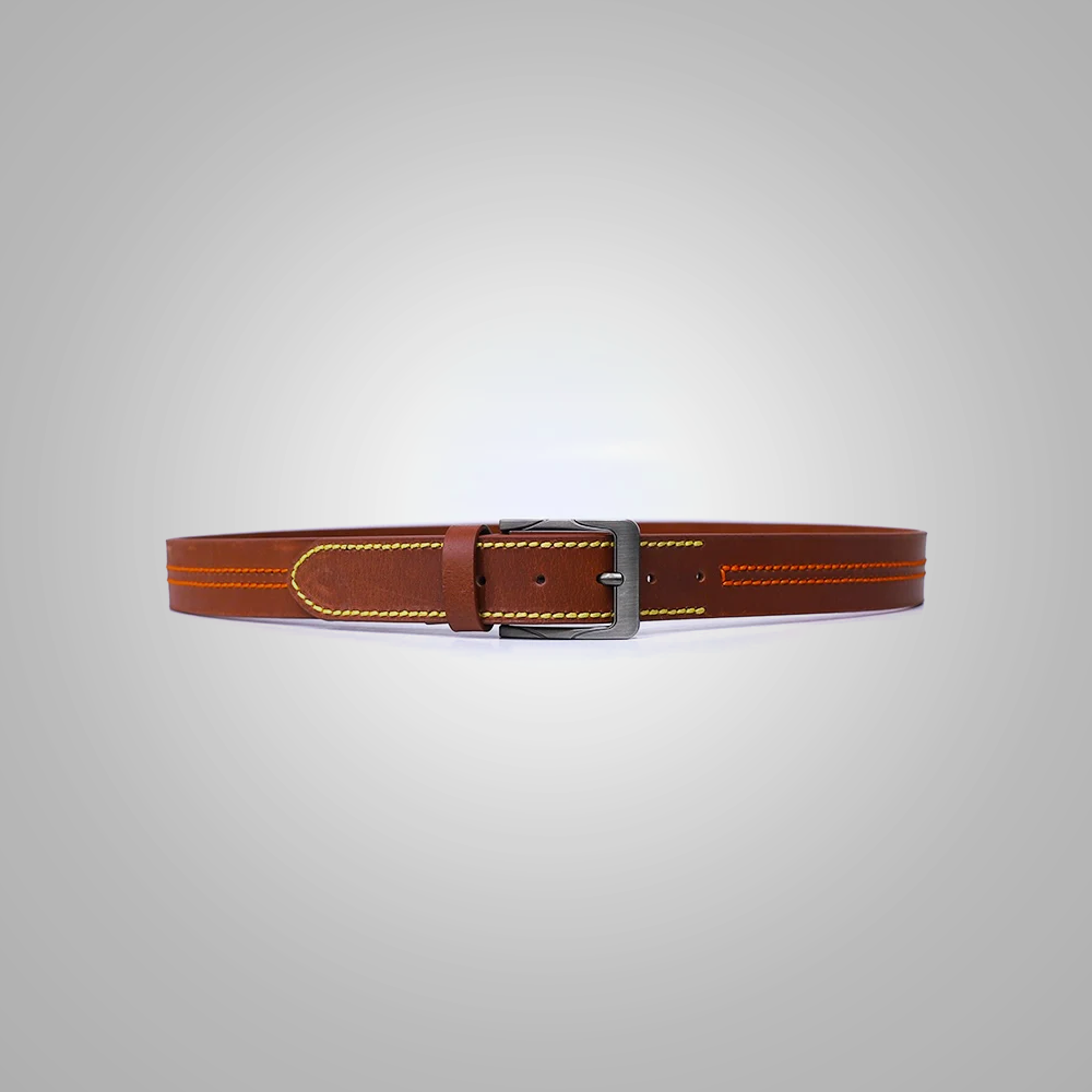 The Men Best Leather Belt with Contrast Stitching