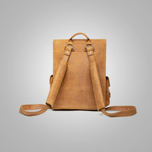 Load image into Gallery viewer, Women Brown LambskinThin Front Pocket Leather Backpack
