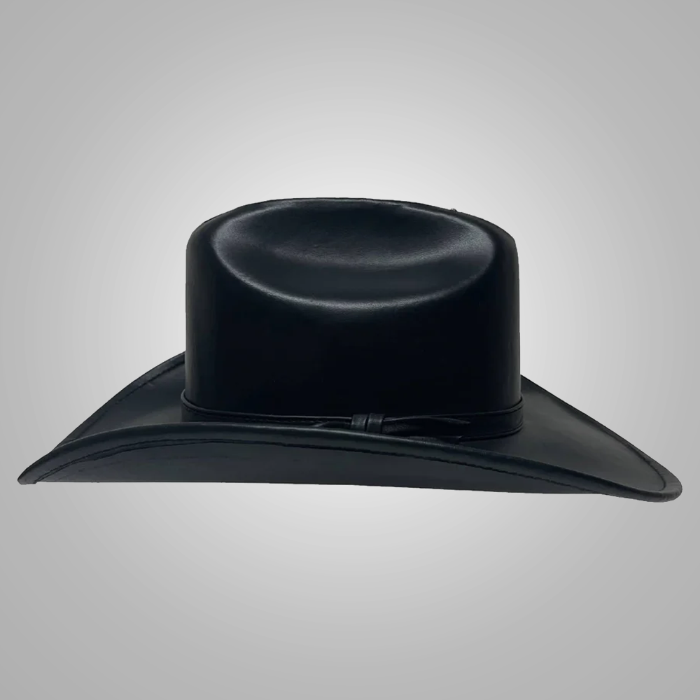 New Black Women’s Handmade Western Style Sheepskin Leather Cowboy Hat