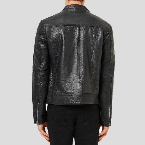 Barret Black Motorcycle Leather Jacket - Shearling leather