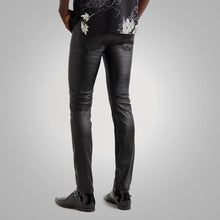 Load image into Gallery viewer, Mens Black Real Sheep Skin Fashion Leather Pant
