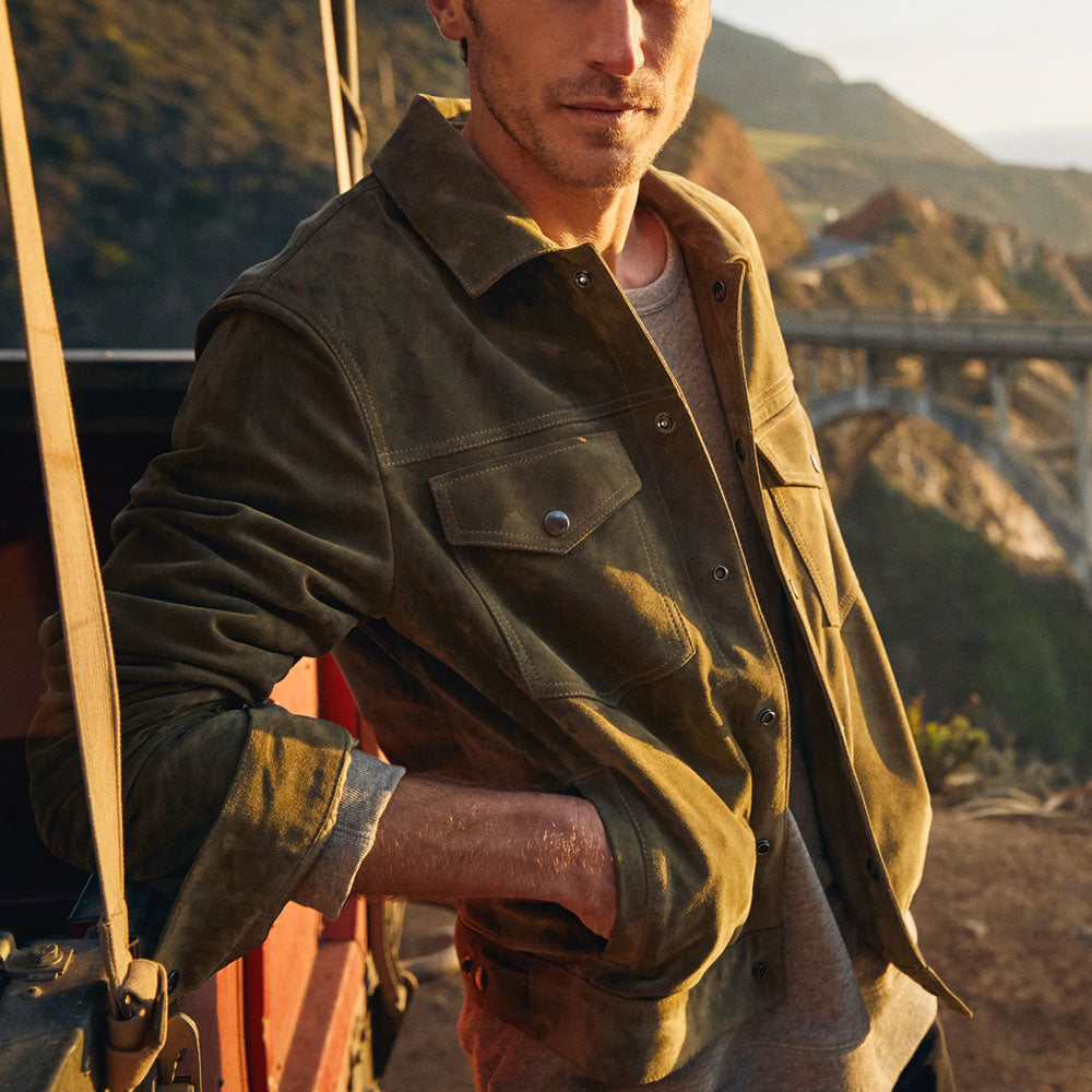 Men’s Green Suede Leather Jacket